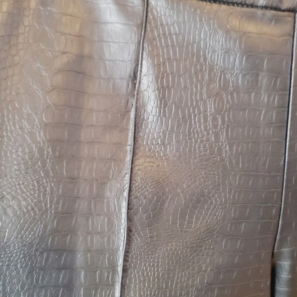 J Jason Wu Black Faux-Leather Pant Cropped Snake print Front Seam Wide - Picture 11 of 11